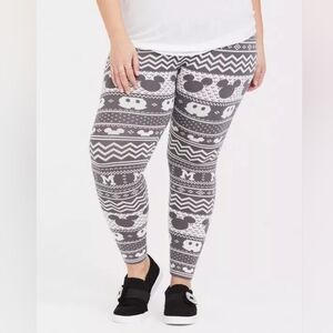 0X (L/ 12) • Disney • Mickey's 90th Anniversary FairIsle Knit Legging Gray/White